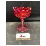 Vintage  Ruby red carnival glass irredentist dish