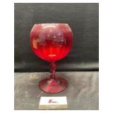 Italian Empoli Ruby Red large goblet