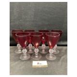 Morgantown glass golf ball ruby red wine glasses