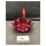 Ruby red glass basket