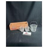 2 Small Shotglass Mugs , Vintage Small Glass
