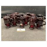 Avon Cape Cod Ruby Red pedestal mugs