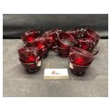 Red glass mugs