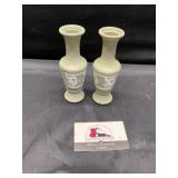 Vintage wedgewood green vases