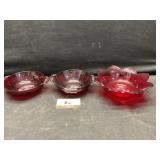 Red glass bowls