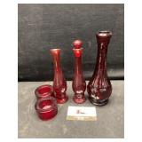 Red glass vases
