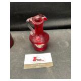 Small Red glass crackle pitcher