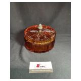 Vintage Indiana Amber Glass Divided Candy Dish