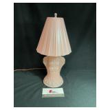 Vintage Pink Frosted Glass Lamp 12in