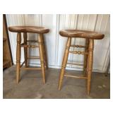 Two oak barstools
