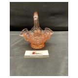 Pink Depression glass Basket