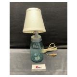 Blue ball jar lamp
