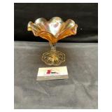 Viking glass amber candy dish
