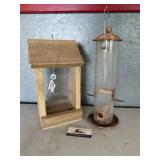 Copper bird feeder and Handmade Wood