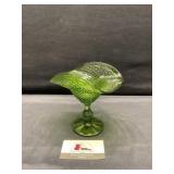 Green depression glass dish