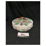 Arnels Pottery Hand Painted Grape Covered Dish