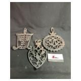 3 Vintage Cast Iron Trivets