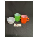 3 Pieces of Vintage FireKing 2 Coffee Mugs and a