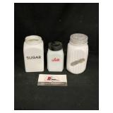 3 Vintage Milk Glass Shaker Jars
