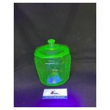 Vintage Uranium Green Glass Cookie Jar
