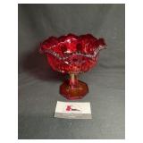 Vintage Amberina Pedestal Candy Dish