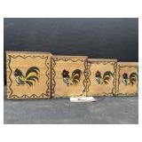 1950ï¿½s Wood Rooster Canister Set