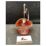 Vintage red heart serving dish and spoon