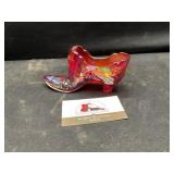 Fenton ruby red iridescent shoe
