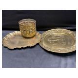 Brass like platters and planter