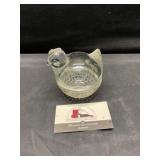Vintage clear glass hen on nest
