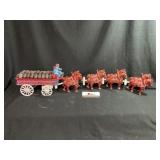 Cast Iron 8 Horse Beer Barrel Wagon Budweiser? 2