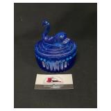 Jeanette Cobalt Blue Swan Glass Dish