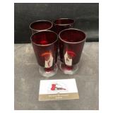 Ruby red pedestal glasses