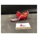 Fenton glass iridescent shoe