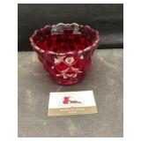 Ruby red glass candy dish