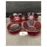 Ruby red glass bowls