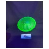 Uranium Green Glass Bowl *Rough Edges* on one