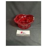 Vintage Amberina Glass Dish 3x6in
