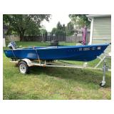 14 foot semi V boat with trailer