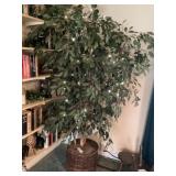 2 large artificial trees with lights and remote