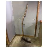 vintage wood and iron scythe