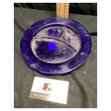 Cobalt blue divided serving plate