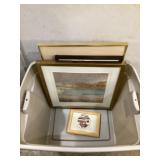 Tote with miscellaneous print