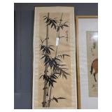 framed Chinese-style bamboo ink painting 16 1/2 x
