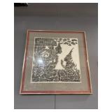 vintage Thai temple rubbing featuring figural a