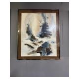 framed artwork appears to be a watercolor