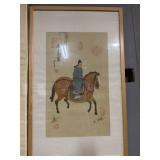 framed Chinese watercolor painting on silk
