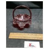Vintage Fenton, ruby red glass basket with a