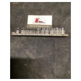 Snap on quarter inch Drive sockets size 4 to 14 mm