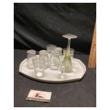 Serving tray and glasses
